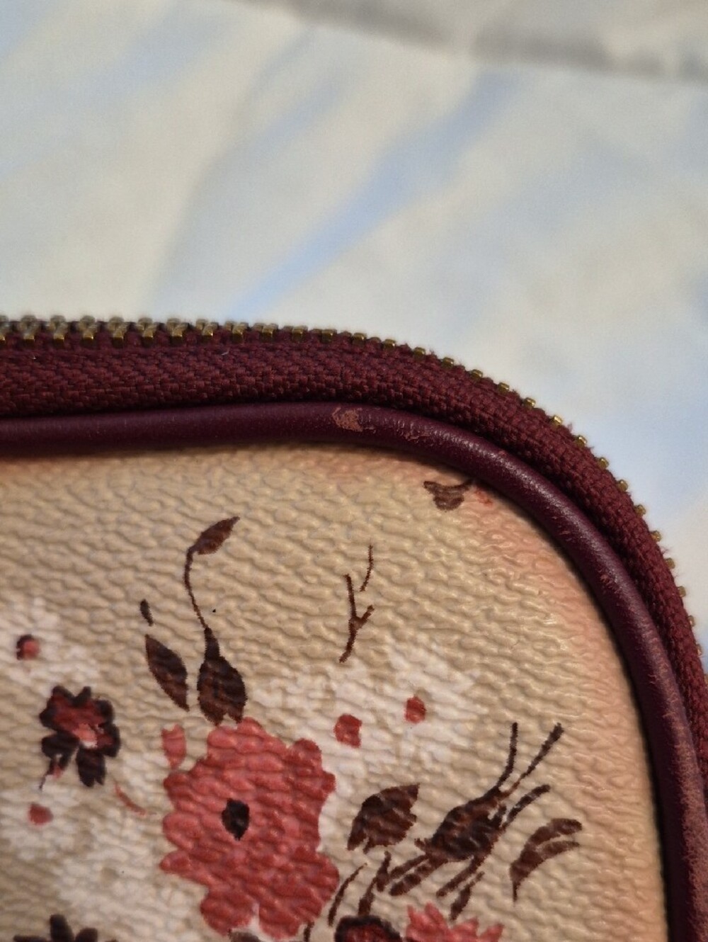 Coach Floral Crossbody in Beige and Burgundy Trim - Picture 3 of 7